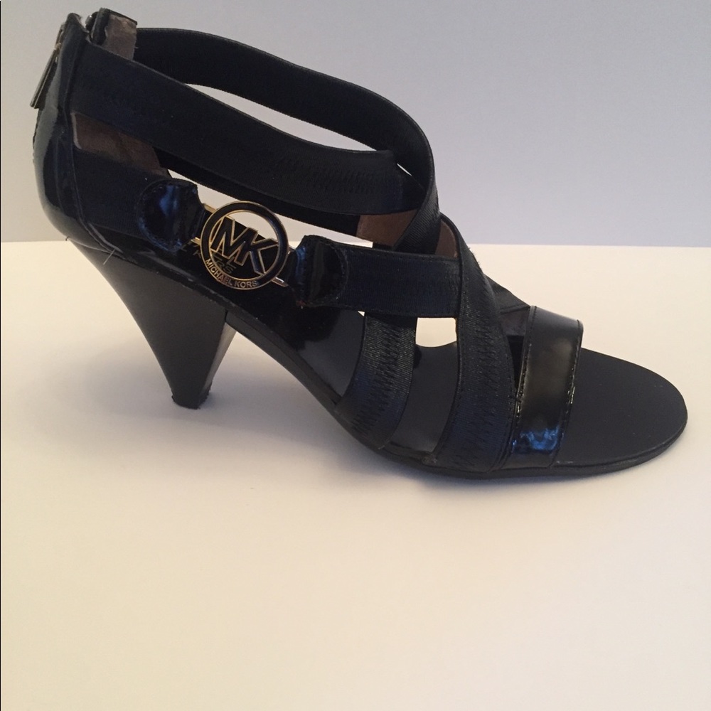 🖤✨ Black Elastic-Strap Sandals w/MK Logo